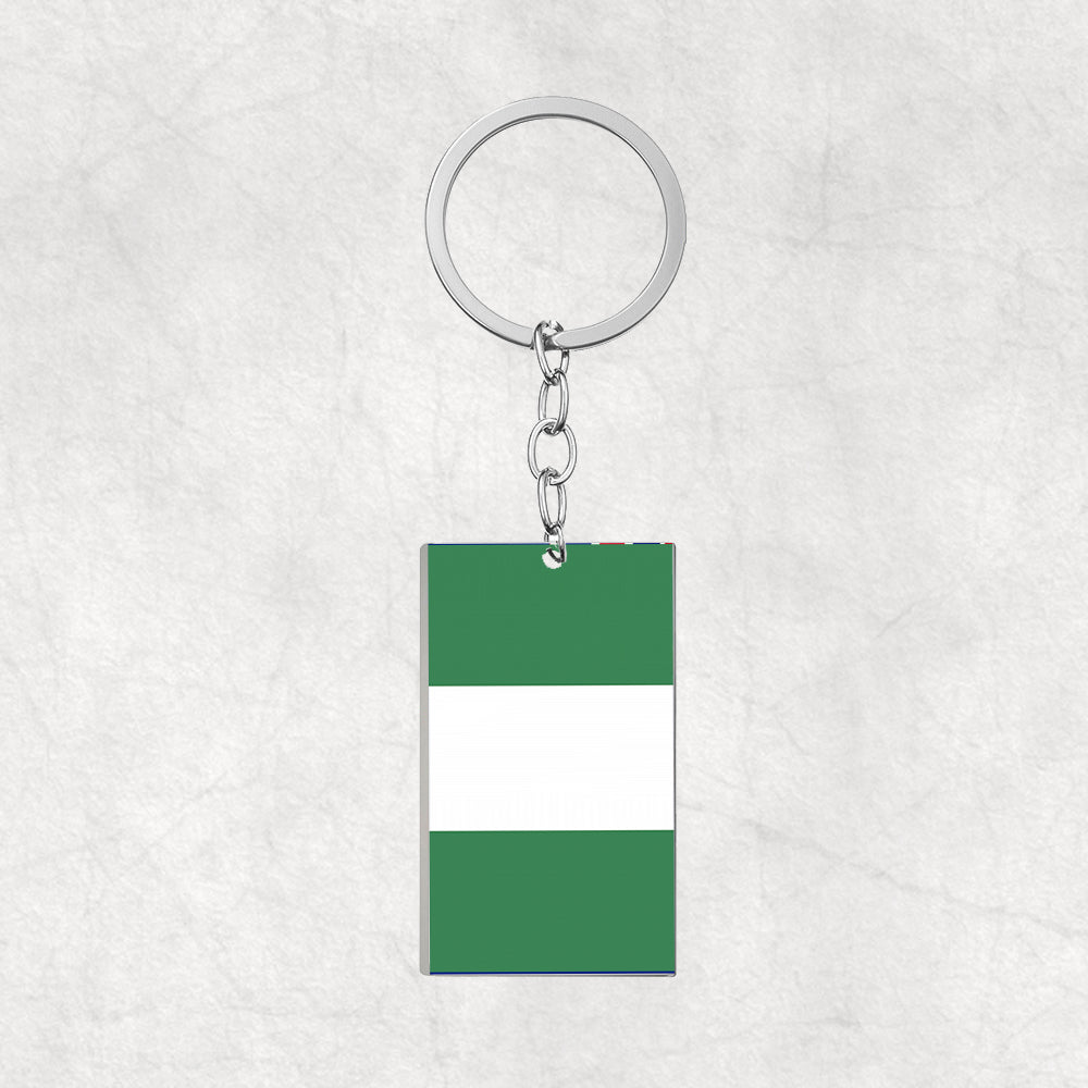 Nigeria Flag Designed Stainless Steel Flag Key Chains (Double Side)