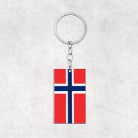 Thumbnail for Norway Flag Designed Stainless Steel Flag Key Chains (Double Side)