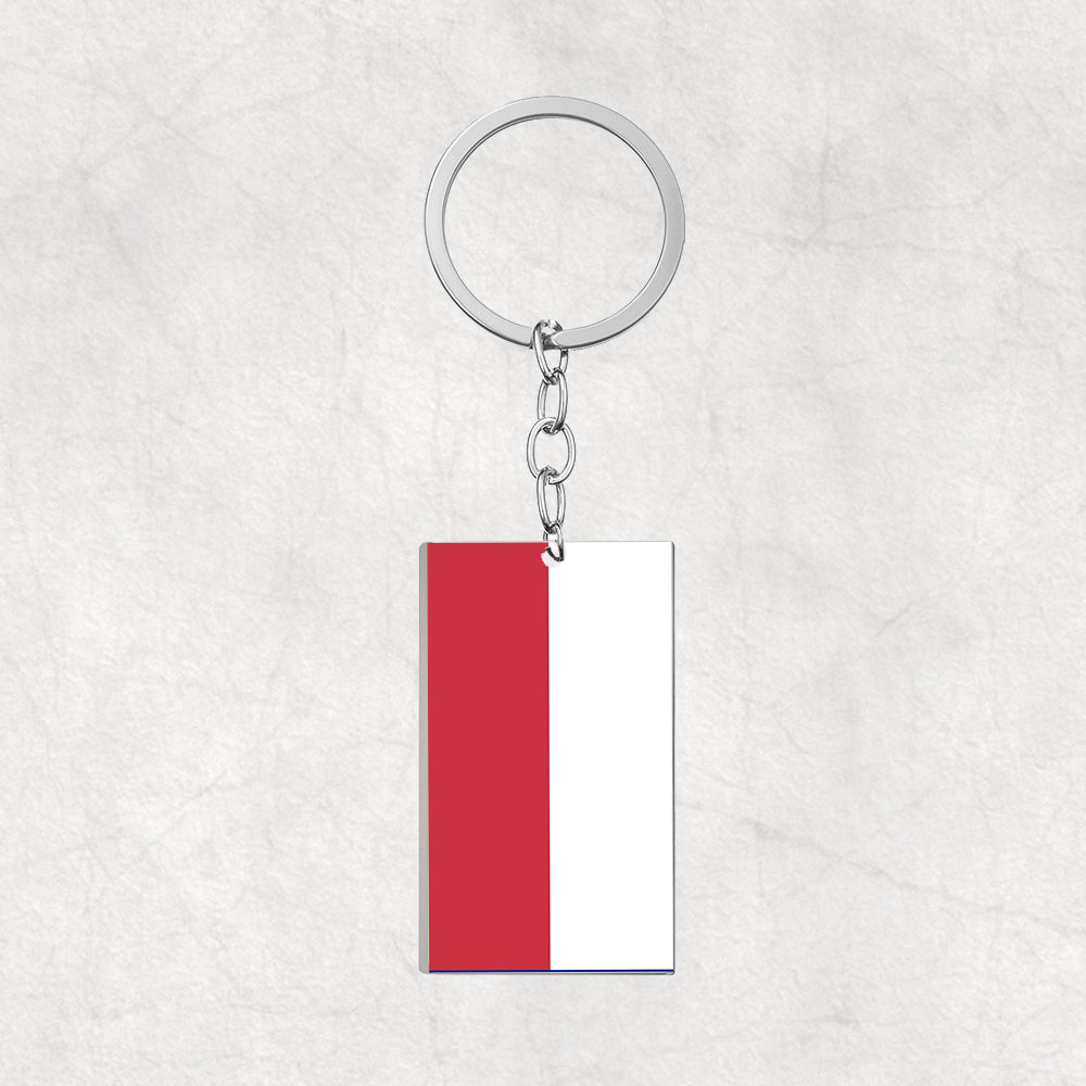 Poland Flag Designed Stainless Steel Flag Key Chains (Double Side)