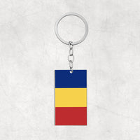 Thumbnail for Romania Flag Designed Stainless Steel Flag Key Chains (Double Side)