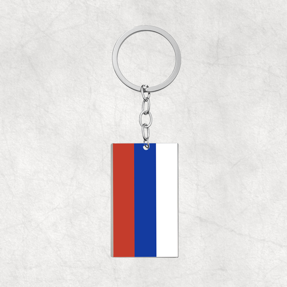 Russia Flag Designed Stainless Steel Flag Key Chains (Double Side)