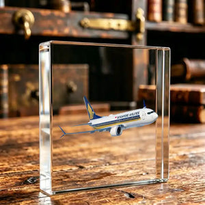 Singapore Airlines Boeing 737 Airplane Crystal Ornament