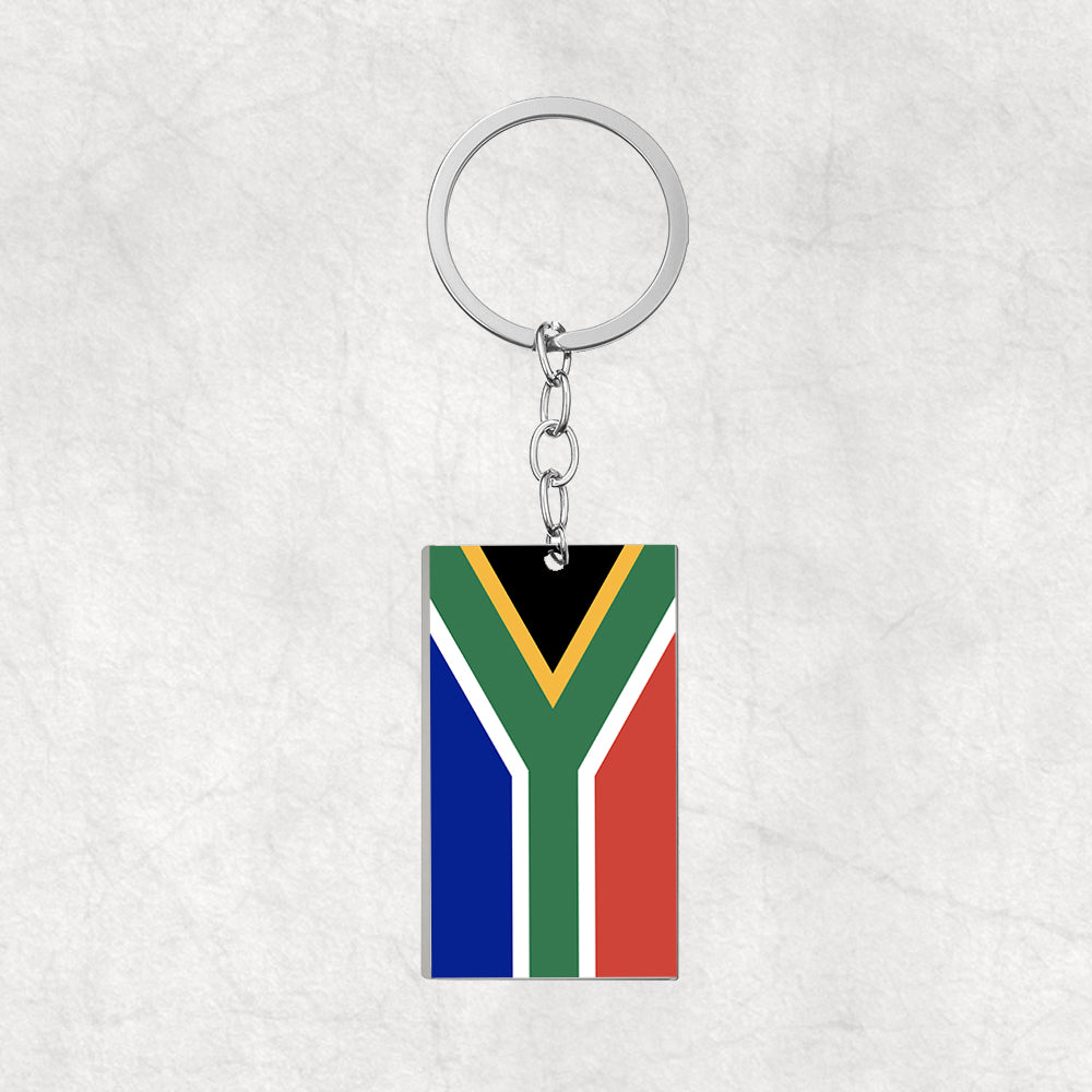South Africa Flag Designed Stainless Steel Flag Key Chains (Double Side)
