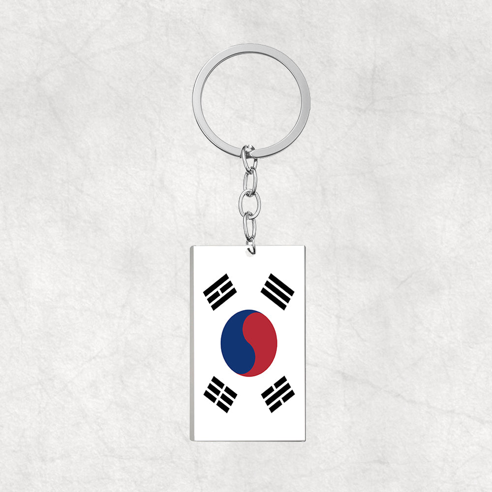 South Korea Flag Designed Stainless Steel Flag Key Chains (Double Side)