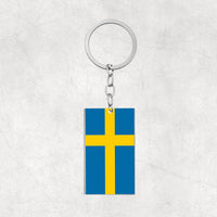 Thumbnail for Sweden Flag Designed Stainless Steel Flag Key Chains (Double Side)