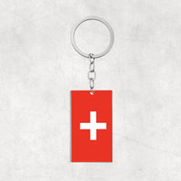 Thumbnail for Switzerland Flag Designed Stainless Steel Flag Key Chains (Double Side)