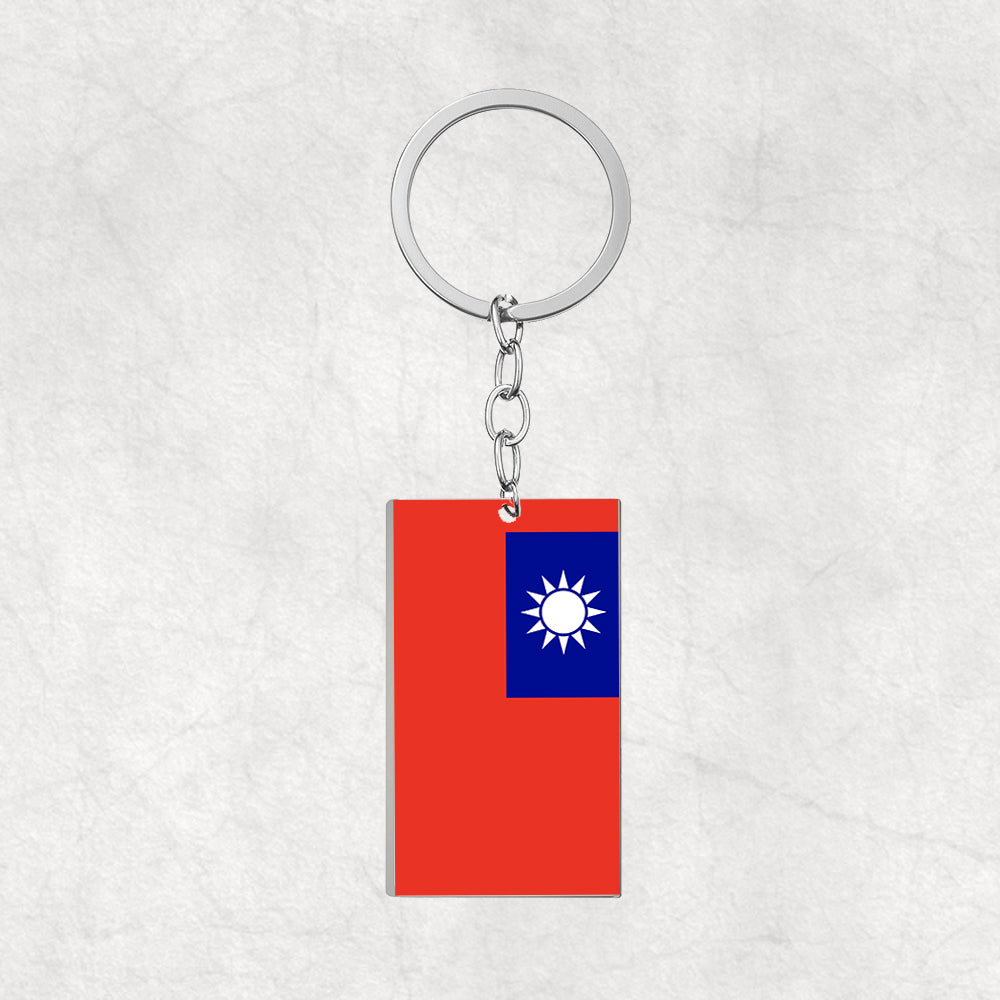 Taiwan Flag Designed Stainless Steel Flag Key Chains (Double Side)