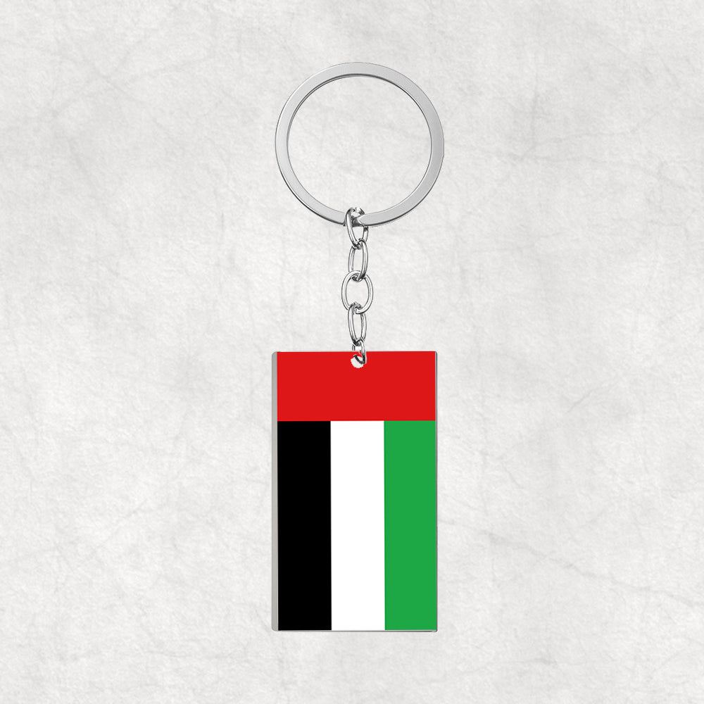 UAE Flag Designed Stainless Steel Flag Key Chains (Double Side)