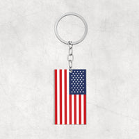 Thumbnail for USA Flag Designed Stainless Steel Flag Key Chains (Double Side)