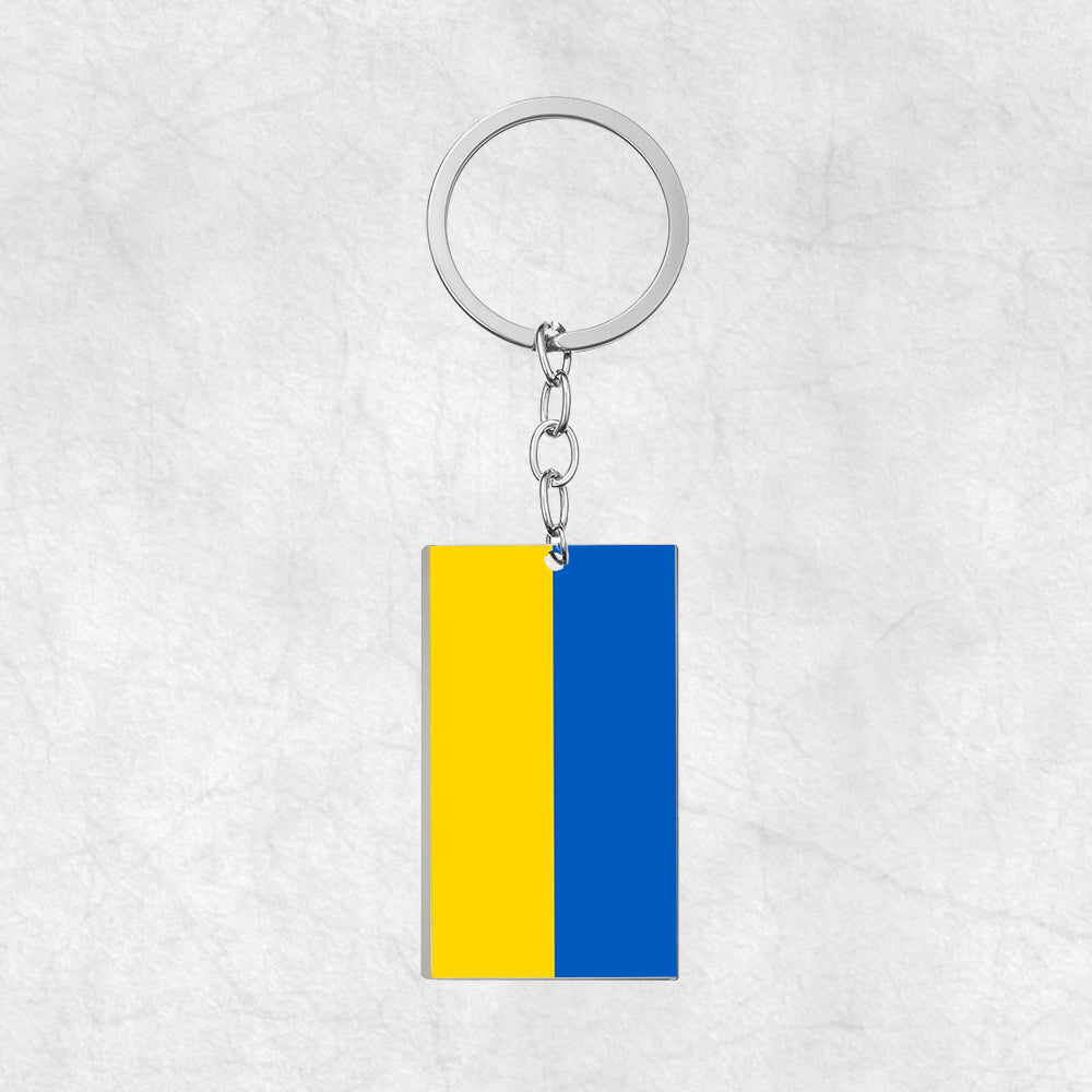 Ukraine Flag Designed Stainless Steel Flag Key Chains (Double Side)