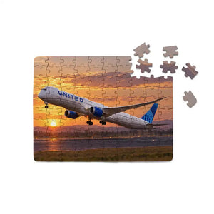 United Airlines Boeing 787-10 Sunset Departure Printed Puzzles