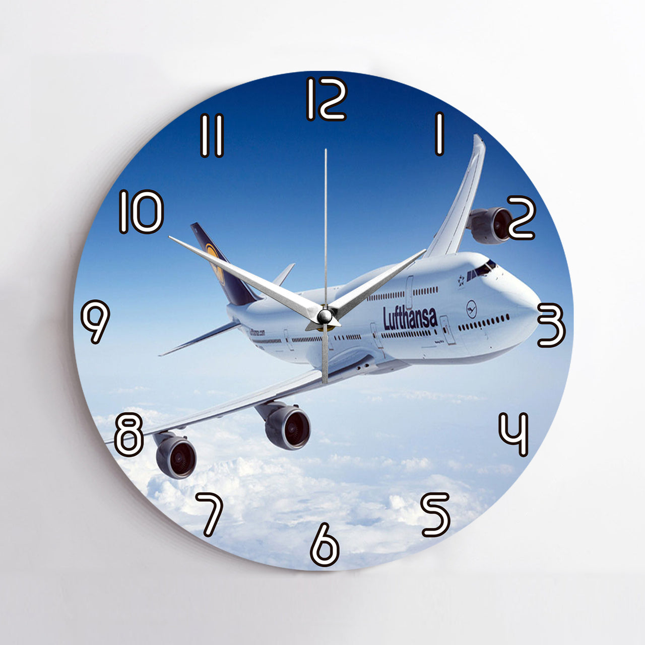 Cruising Lufthansa's Boeing 747 Printed Wall Clocks