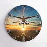 Thumbnail for Airplane over Runway Towards the Sunrise Designed Wall Clocks