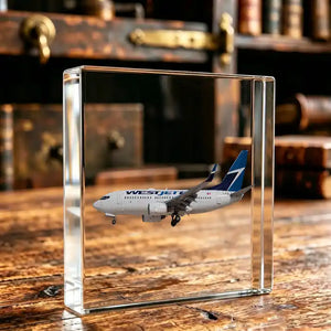 WestJet Airlines Boeing 737-700 Airplane Crystal Ornament