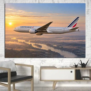 Air France Boeing 777-200ER Seine Valley Dawn Canvas Prints