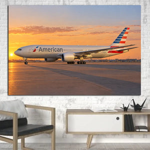 AA Boeing 777-223ER Evening Stand Canvas Prints