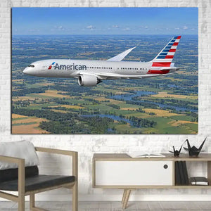 AA Boeing 787-8 Earth Mosaic Canvas Prints