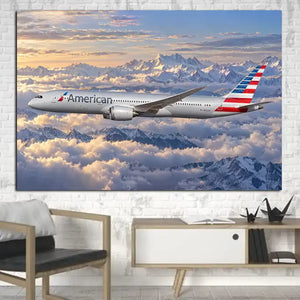 AA Boeing 787-9 Alpine Sky Canvas Prints