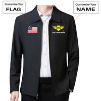 Thumbnail for Custom Flag & Name with (Badge 5) Designed Stylish Coats
