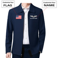 Thumbnail for Custom Flag & Name with (Military Badge) Designed Stylish Coats