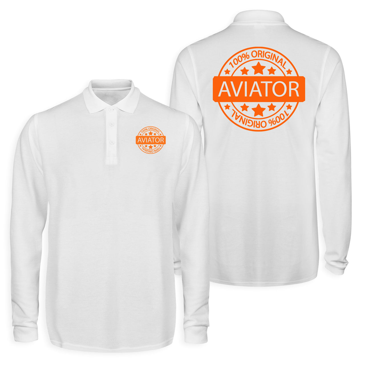 100 Original Aviator Designed Long Sleeve Polo T-Shirts (Double-Side)