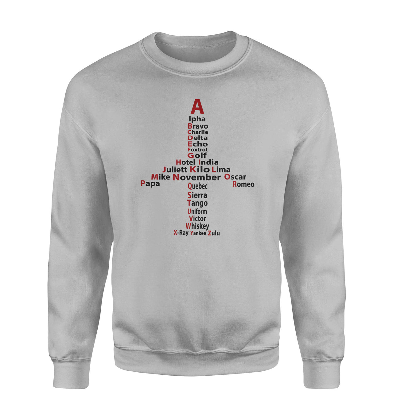 Airplane Shape Aviation Alphabet Designed Sweatshirts