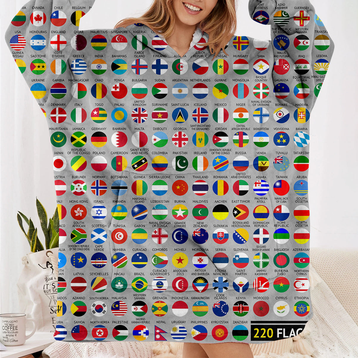 220 World's Flags Designed Blanket Hoodies