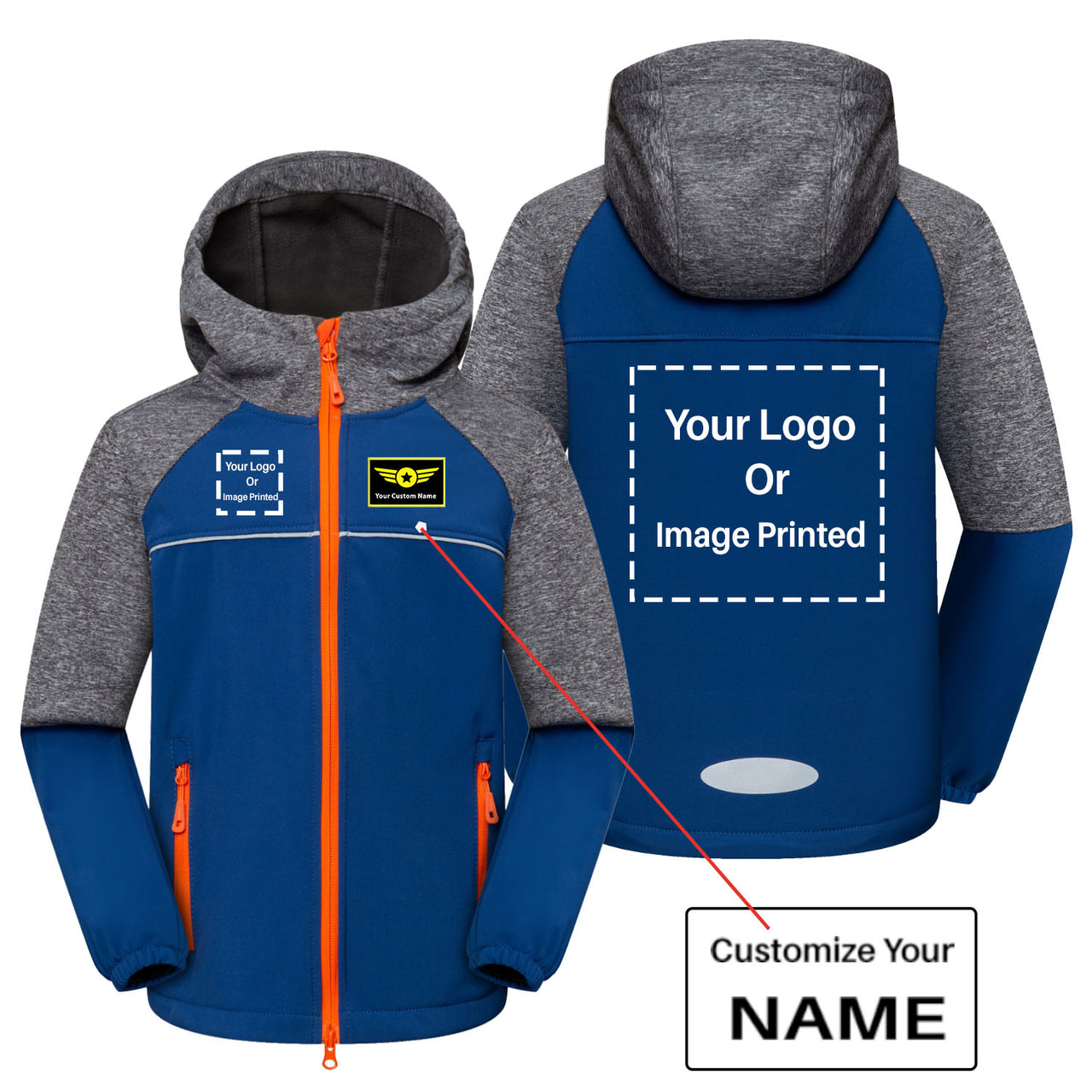 Custom Name & 2 LOGOS Children Polar Style Jackets