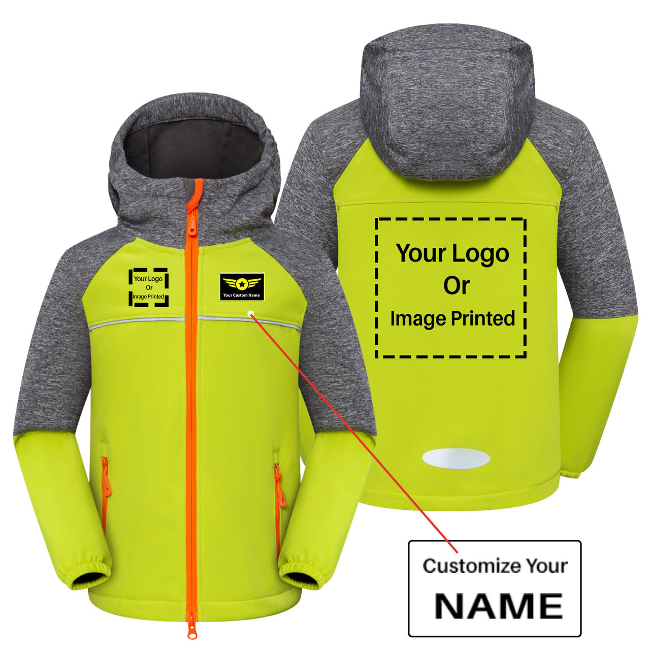 Custom Name & 2 LOGOS Children Polar Style Jackets