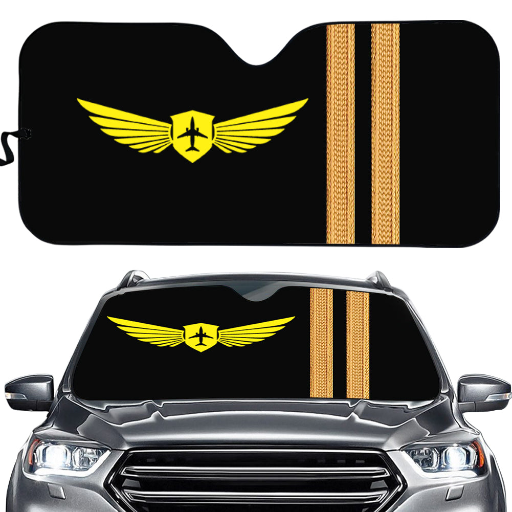 Badge & Golden Epaulettes (4,3,2 Lines) Designed Car Sun Shade