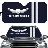 Thumbnail for Name & Badge & Silver Special Pilot Epaulettes (4,3,2 Lines) Designed Car Sun Shade