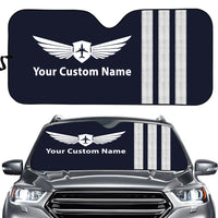 Thumbnail for Name & Badge & Silver Special Pilot Epaulettes (4,3,2 Lines) Designed Car Sun Shade