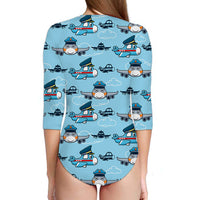Thumbnail for Cartoon & Funny Airplanes Designed Deep V Swim Bodysuits