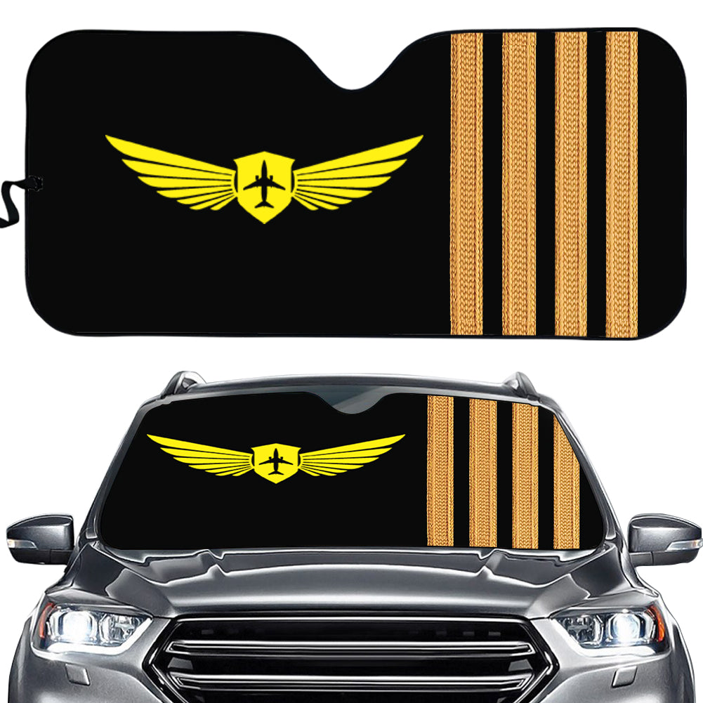 Badge & Golden Epaulettes (4,3,2 Lines) Designed Car Sun Shade