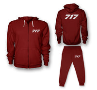 Thumbnail for 717 Flat Text Designed Zipped Hoodies & Sweatpants Set