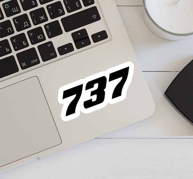 737 Flat Text Designed Stickers