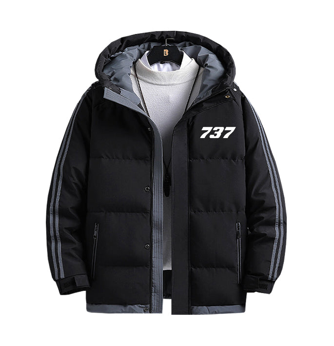 737 Flat Text Designed Thick Fashion Jackets