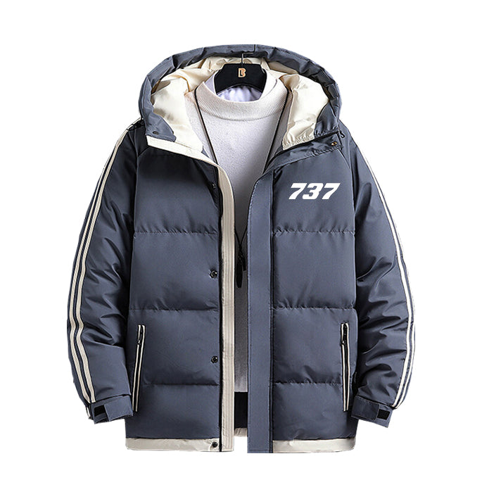 737 Flat Text Designed Thick Fashion Jackets