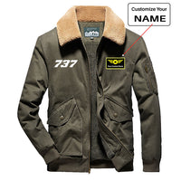 Thumbnail for 737 Flat Text Designed Thick Bomber Jackets