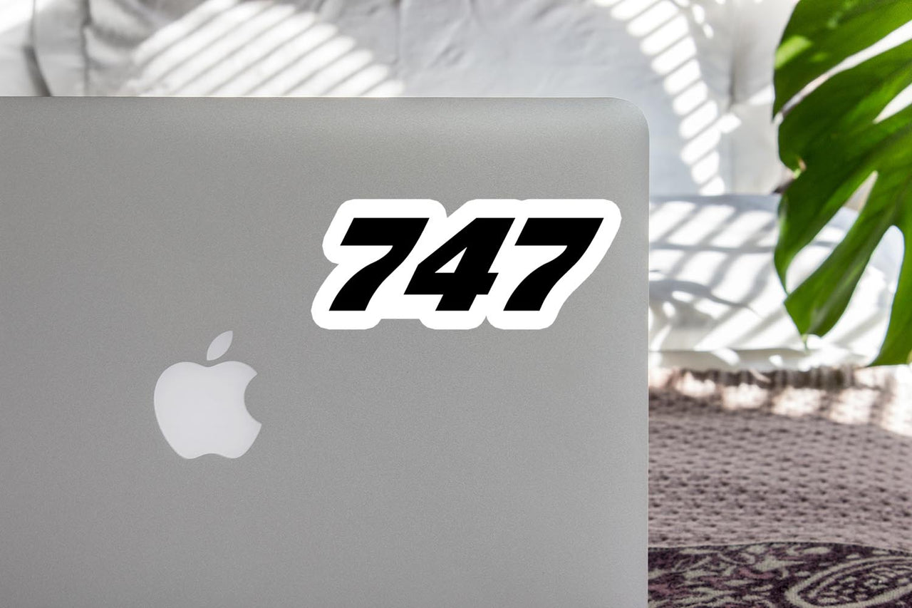 747 Flat Text Designed Stickers