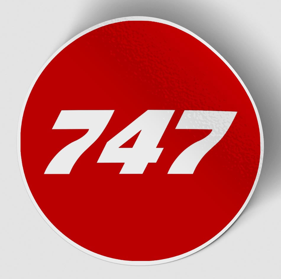 747 Flat Text Red Designed Stickers