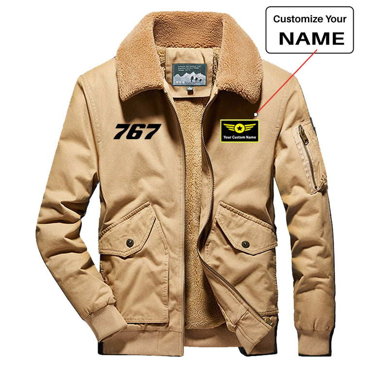 767 Flat Text Designed Thick Bomber Jackets