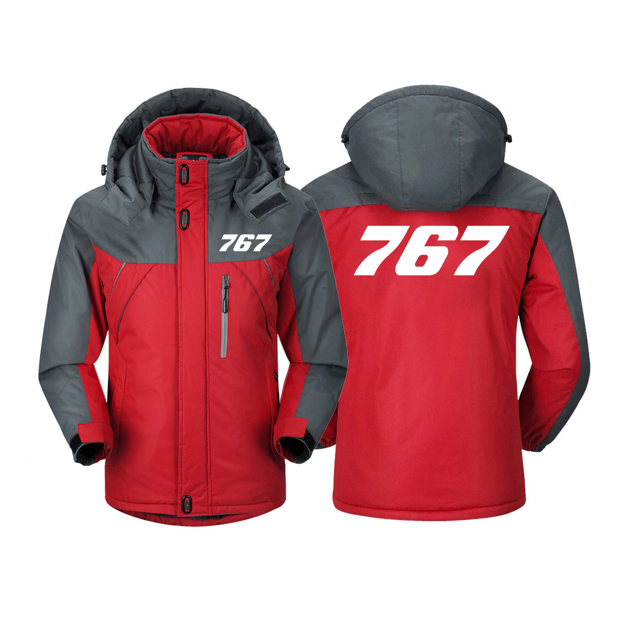 767 Flat Text Designed Thick Winter Jackets