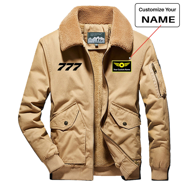 777 Flat Text Designed Thick Bomber Jackets