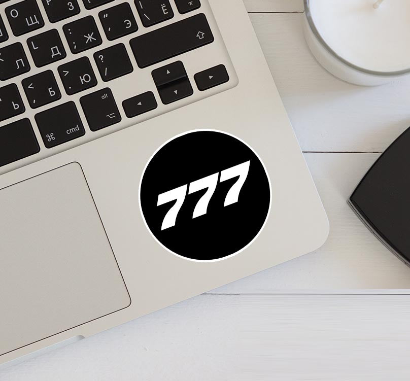 777 Flat Text Black Designed Stickers