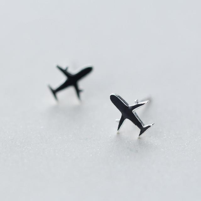 925 Sterling Silver Aircraft Shaped Earrings