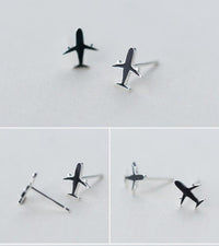 Thumbnail for 925 Sterling Silver Aircraft Shaped Earrings