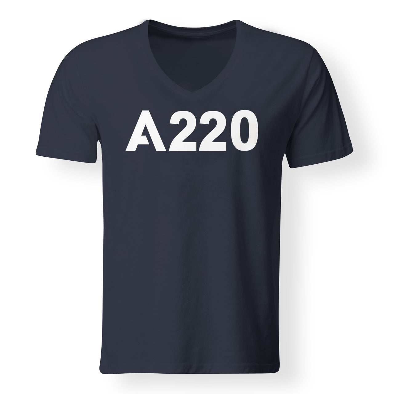 A220 Flat Text Designed V-Neck T-Shirts