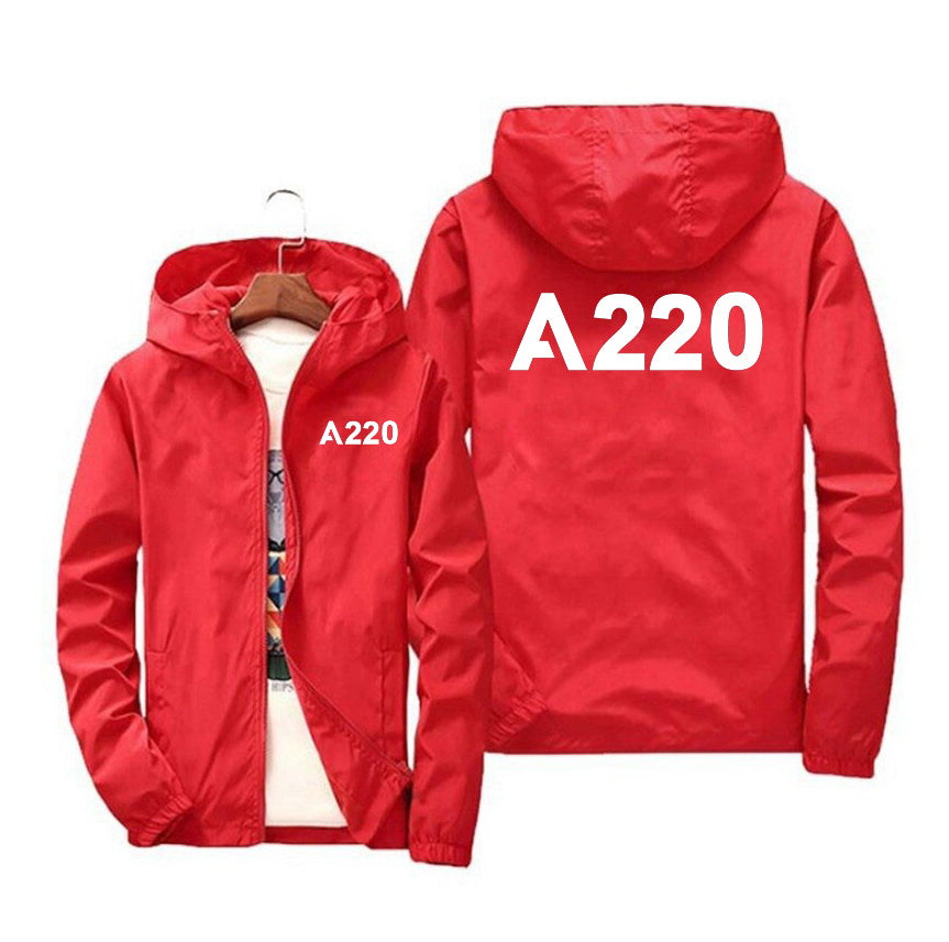 A220 Flat Text Designed Windbreaker Jackets
