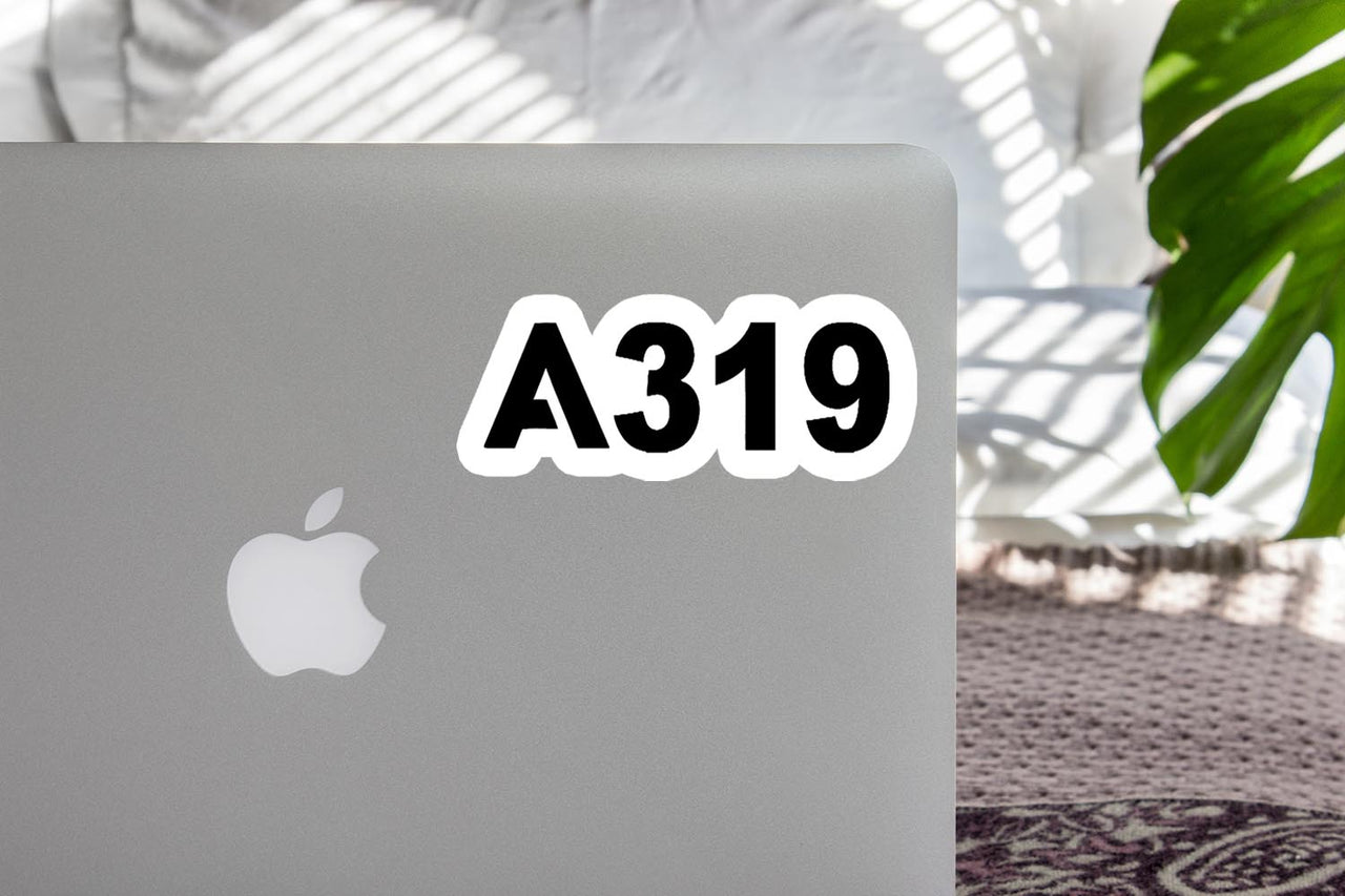 A319 Flat Text Designed Stickers